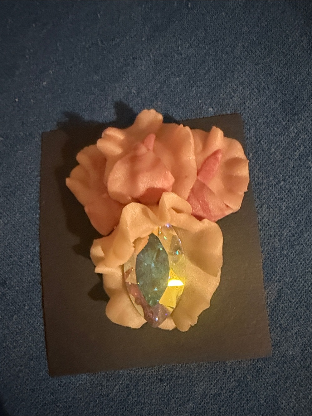 Peach Floral Crystal Brooch - Peach Pink Flower Pin